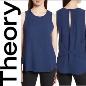 THEORY Zabetha Classic Women's Blue Georgette Silk Tank Size P